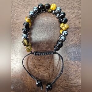 Tigers Eye, Obsidian, and Hematite Crystal Bracelet